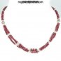 Designer Natural Ruby Gemstone Beads & Silver Necklace