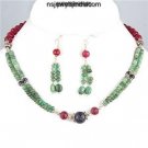 Handcrafted gemstone beads emerald & sapphire necklace