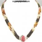 Stunning Natural multi Gemstone Beads & Silver Necklace