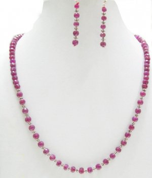 Designer Stunning Red Ruby  Necklace with silver Clasp