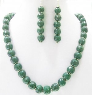 Designer Single Stunning Emerald  Necklace with silver