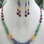 DESIGNER RUBY SAPPHIRE COLOMBIN EMERALD SILVER NECKLACE