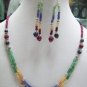 DESIGNER RUBY SAPPHIRE COLOMBIN EMERALD SILVER NECKLACE