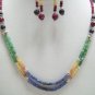 DESIGNER RUBY SAPPHIRE COLOMBIN EMERALD SILVER NECKLACE