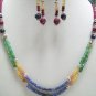 DESIGNER RUBY SAPPHIRE COLOMBIN EMERALD SILVER NECKLACE
