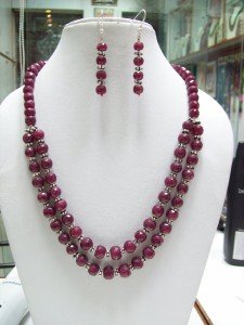 STUNNING NATURAL GEMSTONE RUBY 9 -11mm NECKLACE SILVER