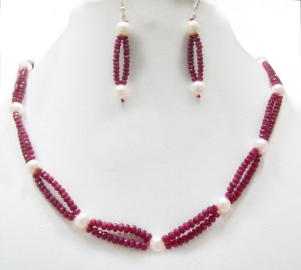 Designer Stunning pear &Red Ruby Necklace with silver