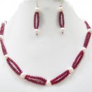 Designer Stunning  pear &Red Ruby Necklace with silver