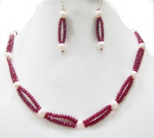 Designer Stunning  pear &Red Ruby Necklace with silver