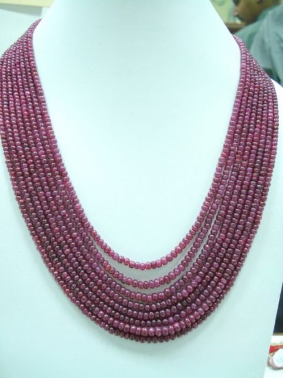 GORGEOUS RUBY GEMSTONE PLAIN 8 STRAND NECKLACE JEWELRY