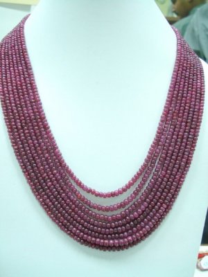 GORGEOUS RUBY GEMSTONE PLAIN 8 STRAND NECKLACE JEWELRY