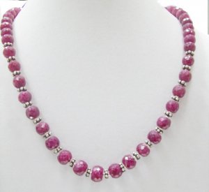 Designer Stunning Red Ruby Beaded Necklace with silver