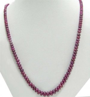 Single strand Cabochon Red Ruby Beaded Necklace
