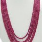 6Strand handcrafted Cabochon Red Ruby Beaded Necklace