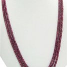 3Strand handcrafted Cabochon Red Ruby Beaded Necklace