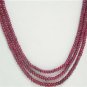 3Strand handcrafted Cabochon Red Ruby Beaded Necklace