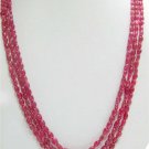 3Strand Handcrafted Cabochon Red Ruby Beaded Necklace