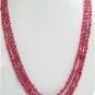 3Strand Handcrafted Cabochon Red Ruby Beaded Necklace