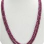 3Strand Handcrafted African Red Ruby Beaded Necklace