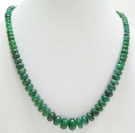Single strand Cabochon emerald Beaded Necklace 12-5mm