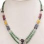 Natural Colombian Emerald Sapphire & Ruby Necklace