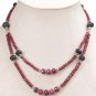Natural Sapphire Gemstone & Ruby Beads silver Necklace