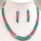 Natural emerald & ruby gemstone silver beads Necklace