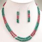 Natural emerald & ruby gemstone silver beads Necklace