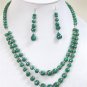 Natural emerald gemstone with silver beads Necklace