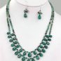 Natural emerald gemstone with silver drop Necklace