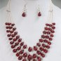 Handcrafted natural pearl & ruby drop silver Necklace