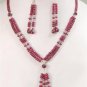 Natural ruby gemstone Drop & silver Beads Necklace