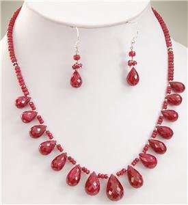 Handcrafted natural ruby drop Gemstone silver Necklace