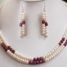 Handmade Pearl & Ruby Natural Beads Gemstone Necklace