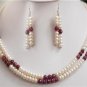Handmade Pearl & Ruby Natural Beads Gemstone Necklace