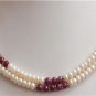 Handmade Pearl & Ruby Natural Beads Gemstone Necklace