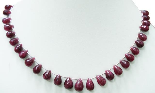 Handmade Natural Cabochon Red Ruby Drop Necklace
