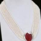 7Strand fresh water pearl String With Ruby silver Clasp