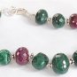 HANDCRAFTED EMERALD & RUBY WITH SILVER BEADS BRACELET