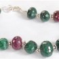 HANDCRAFTED EMERALD & RUBY WITH SILVER BEADS BRACELET