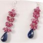 Designer Ruby & Sapphire Drop Earring With Silver Beads