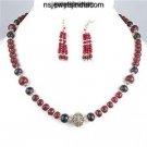 Natural Green Emerald & Red Ruby Gemstone Necklace