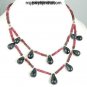 Natural Blue sapphire & ruby Drop with silver Necklace
