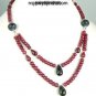 Blue Sapphire & Red Ruby Natural Gemstone Bead Necklace