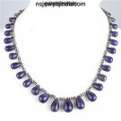 Designer Blue Sapphire natural Drop Gemstone Necklace