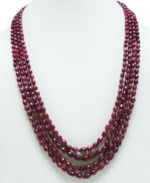 4Strand Natural Cuting Ruby Gemstone Necklace drop