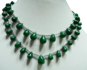 2strand Natural Green Emerald Gemstone necklace Drop