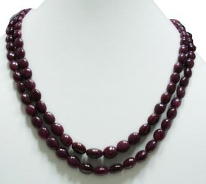 2strand Natural Cabochon Ruby Gemstone Necklace Beads
