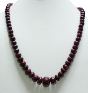 Single Strand Natural Cabochon Red Ruby Neckalce