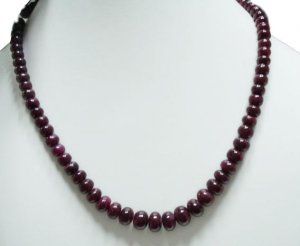 Single Strand Natural Cabochon Ruby Gemstone Necklace